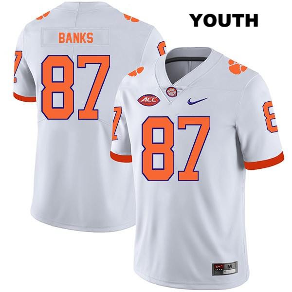 Youth Clemson Tigers #87 J.L. Banks Stitched White Legend Authentic Nike NCAA College Football Jersey RNM1446PT